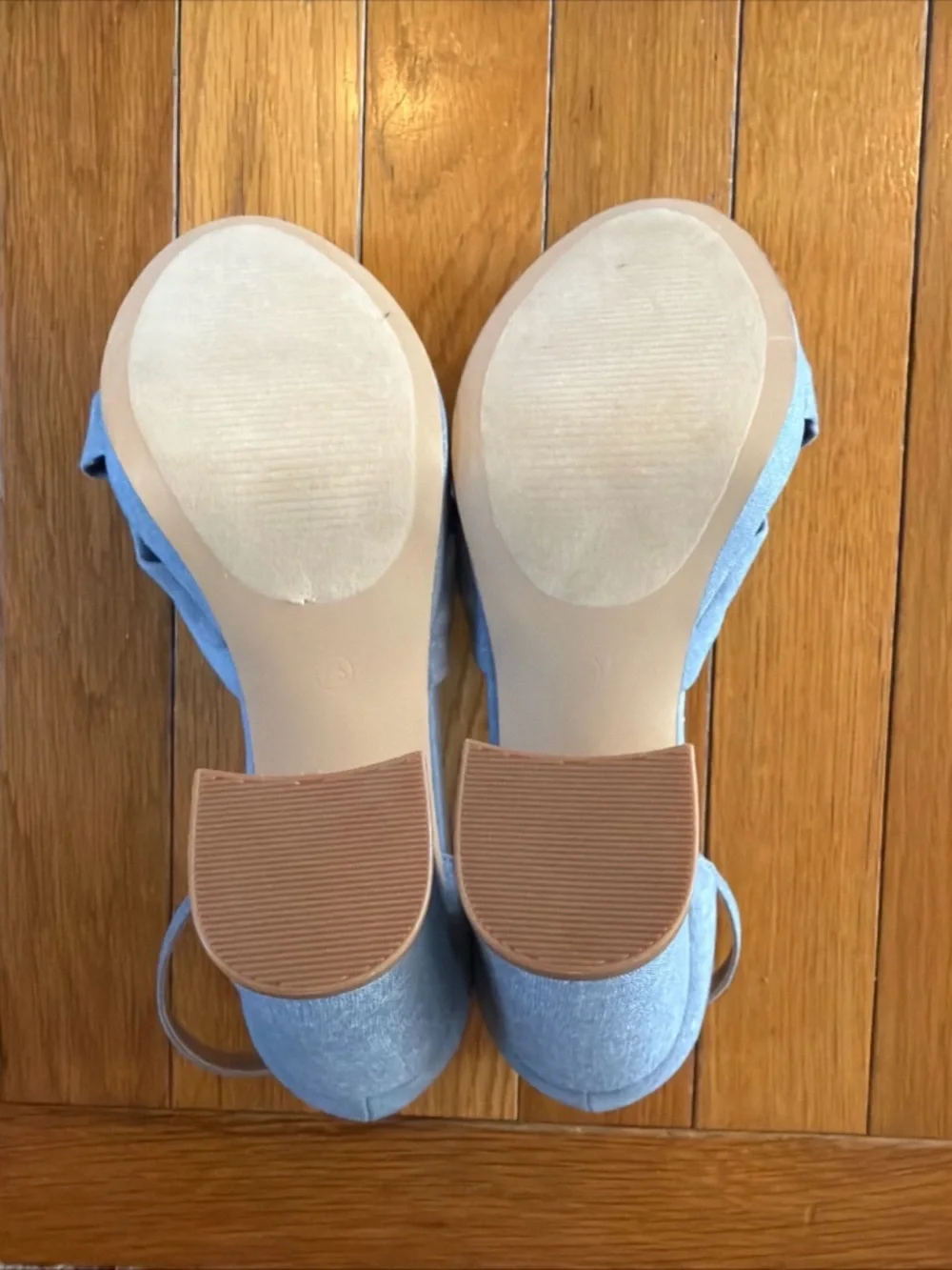 New Loft Tie Knot Blue Denim Platform Heels Shoes Size 7.5 casual, career, club